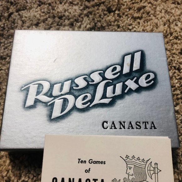 Vintage  Russell DeLuxe Mid Century Modern Double Deck of Playing Cards - Picture 1 of 2